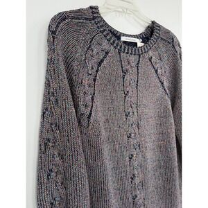 Stitches & Stripes Anthropologie‎ Metallic Cable Crew Knit Sweater L Navy Multi